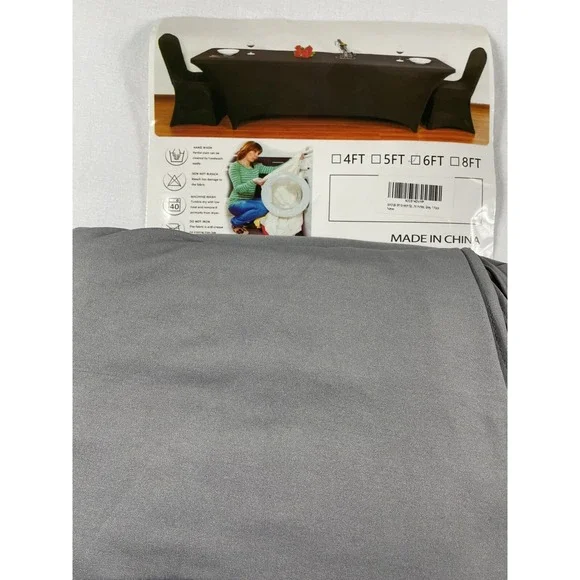 Fitted Table Covers For 6 Foot Tables Spandex Table Covers 6ft Sliver Gray Table - Picture 2 of 5
